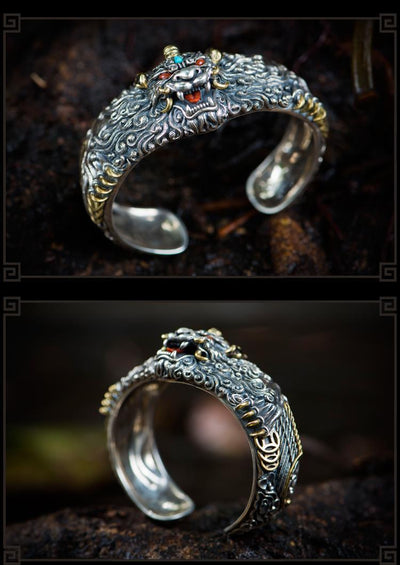 Pulsera Pixiu Vintage en Plata Esterlina 925 para Hombre - Image 12