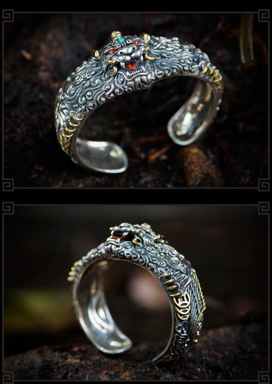 Pulsera Pixiu Vintage en Plata Esterlina 925 para Hombre - Image 12