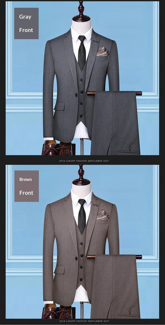 Traje de Novio Tres Piezas Color Sólido Premium - Image 12