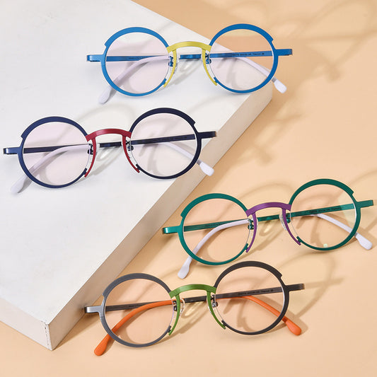 Lentes de Titanio Ultraligeros Multicolor para Miopía - Marco Óptico Redondo Unisex