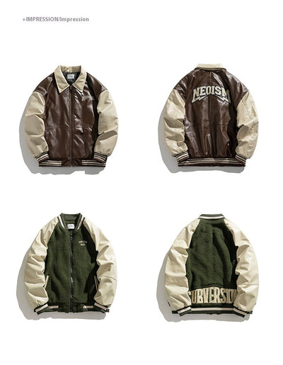 Chaqueta de Cuero PU Estilo Retro Americano con Letras Bordadas para Hombre - Image 21