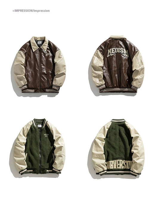 Chaqueta de Cuero PU Estilo Retro Americano con Letras Bordadas para Hombre - Image 21