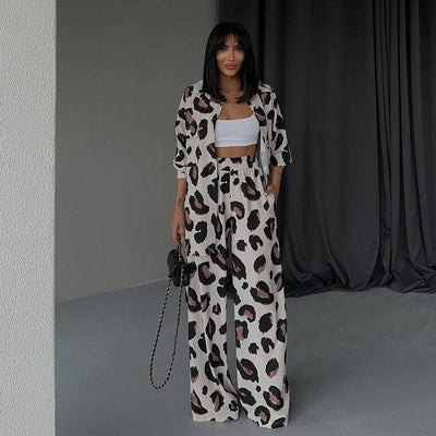 Conjunto de Dos Piezas: Blusa Estampada Manga Larga y Pantalón Ancho - Image 5