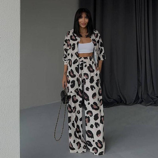 Conjunto de Dos Piezas: Blusa Estampada Manga Larga y Pantalón Ancho - Image 5