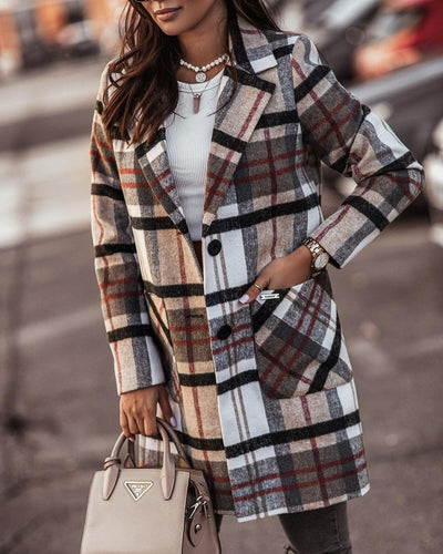 Abrigo de Lana con Estampado de Botones para Otoño e Invierno - Image 11