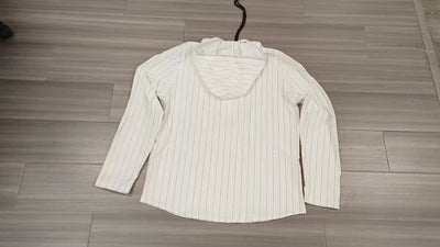 Camisa Lino Holgada Talla Grande Hombre a Rayas con Capucha - Image 15