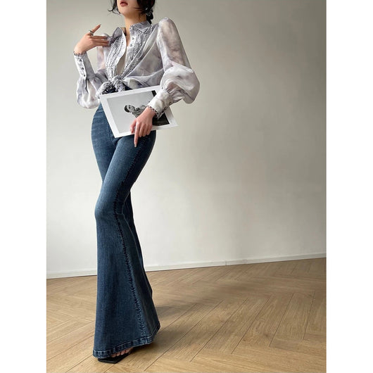 Vestido Camisero con Mangas de Encaje Burbuja - Image 15
