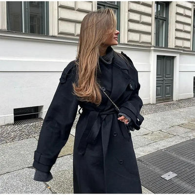 Abrigo de Lana para Mujer con Cinturón - Talla Grande - Image 16