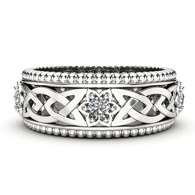 Anillo de Boda Hueco con Diamante Blanco Chapado en Oro 14K - Image 6