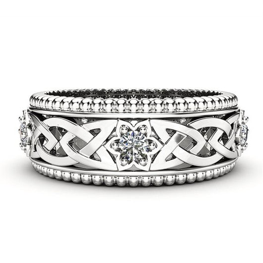 Anillo de Boda Hueco con Diamante Blanco Chapado en Oro 14K - Image 6