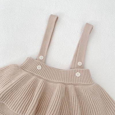 Conjunto de Dos Piezas para Bebé Niña - Cardigan Bicolor con Falda Pantalón Suspensores - Image 10
