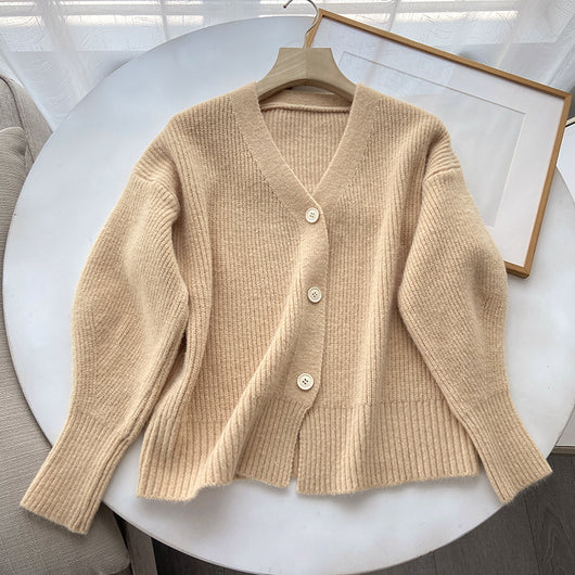 Cardigan Suelto de Cuello Redondo Liso - Suéter Versátil para Mujer - Image 6