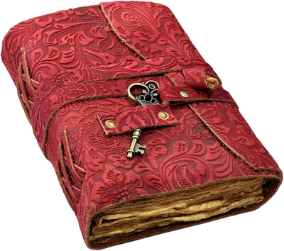 Cuaderno Vintage de Cuero de Búfalo con Patrón Floral en Relieve - Image 3