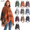 Poncho Capa Sudadera con Capucha Patrón Espina de Pez para Mujer