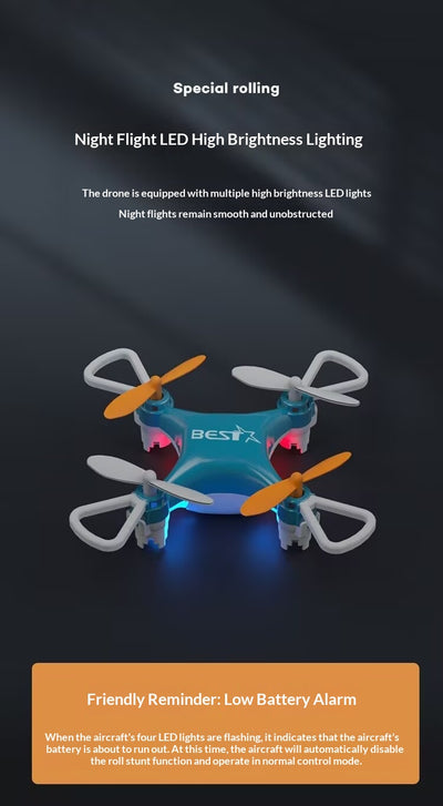 Dron Miniatura Portátil con Control Remoto - Cuadricóptero Estabilizador de Altitud - Image 15