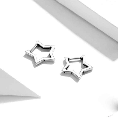 Aretes de Estrella Hueca de Cinco Puntas en Plata de Ley - Image 2