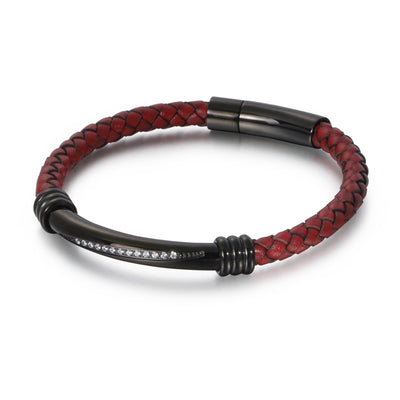 Pulsera de Cuero Trenzado para Hombre con Acero Inoxidable - Image 9