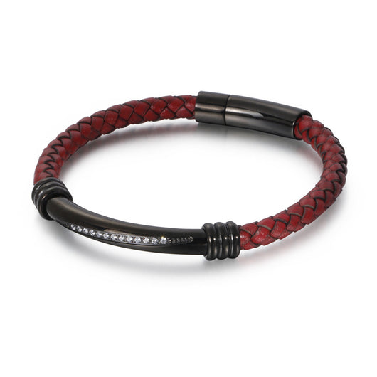 Pulsera de Cuero Trenzado para Hombre con Acero Inoxidable - Image 9
