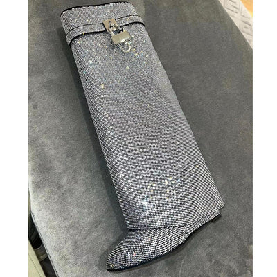 Botas Altas Hasta la Rodilla con Tacón Cuña Súper Alto y Hebilla Tiburón con Strass - Image 18