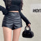 Pantalones de Cuero Sintético Cintura Alta Shorts Sexy Estilo Moderno
