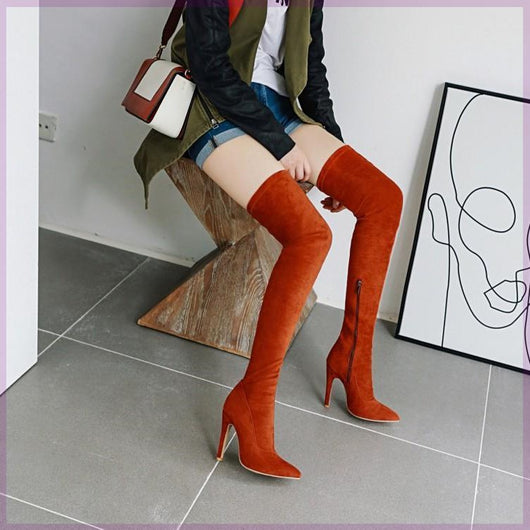 Botas Rojas Altas con Caña Elástica para Mujer - Image 9