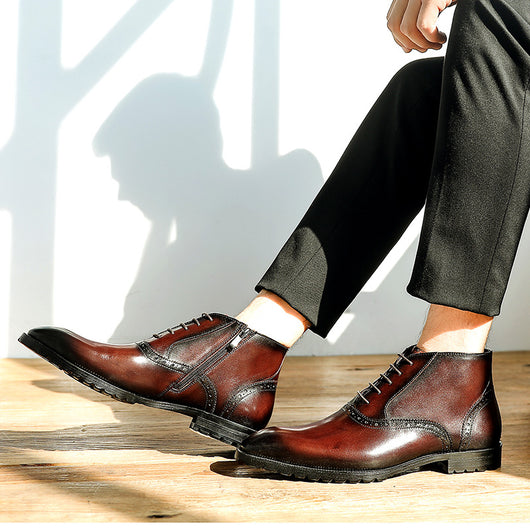 Botas de Cuero Vintage para Hombre Caña Media - Image 12