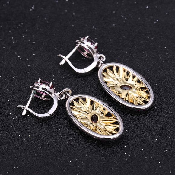 Aretes de Plata con Incrustaciones de Rosa