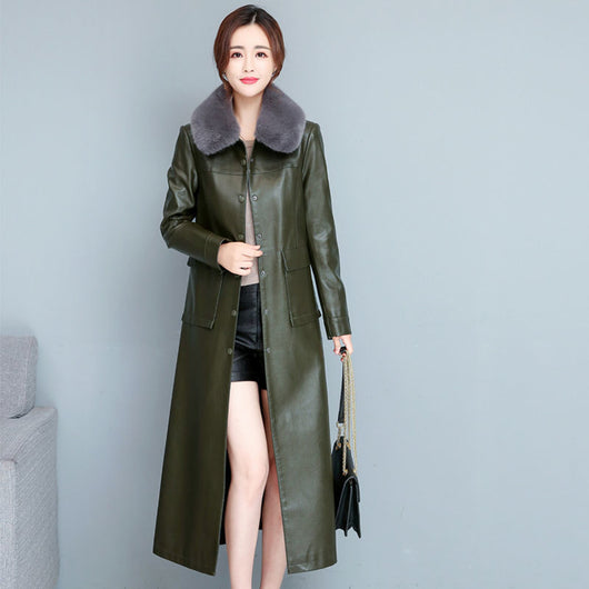 Gabardina de Cuero Fino para Mujer - Elegancia Minimalista - Image 14