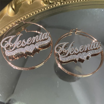 Aretes Personalizados de Acero Inoxidable con Nombre y Circonitas - Image 14