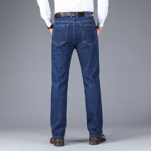 Pantalones Vaqueros de Negocios Gruesos Rectos para Hombre - Otoño e Invierno - Image 2