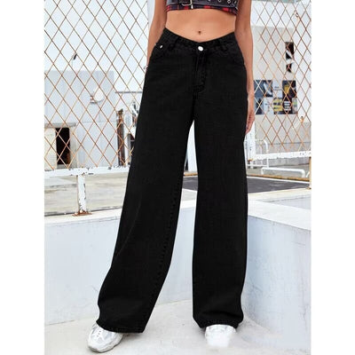 Jeans Rectos de Cintura Alta Estilo Dulce y Picante para Mujer - Image 10