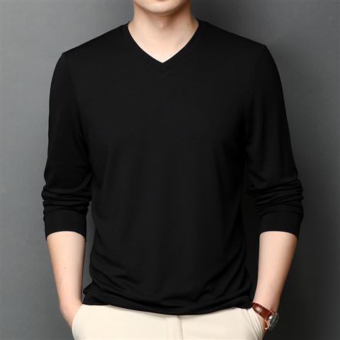 Camiseta de Seda para Hombre - Manga Larga Escote V Transpirable - Image 7