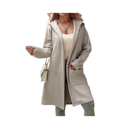 Abrigo Trench Texturizado Holgado con Capucha - Largo Medio - Image 2