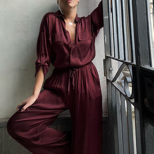 Conjunto Ejecutivo: Blusa Suelta con Solapa y Pantalón Talle Alto - Image 3