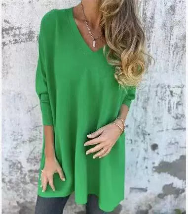 Blusa Larga Tejida Cuello V Suelta para Mujer - Image 18