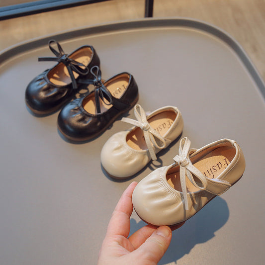 Zapatos Escolares Infantiles Estilo Coreano con Moño Negro