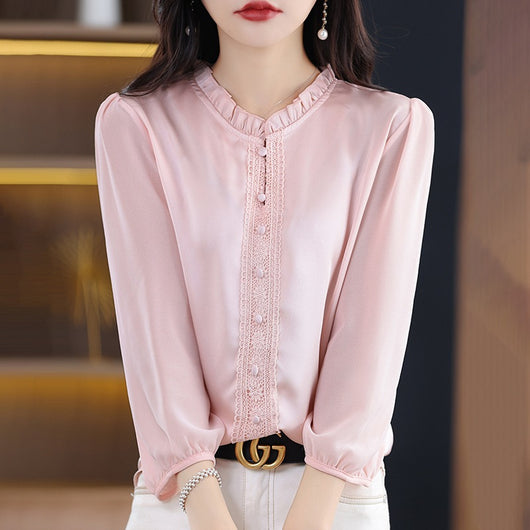 Blusa Clásica con Cuello Volantes y Mangas 3/4 para Mujer - Image 2