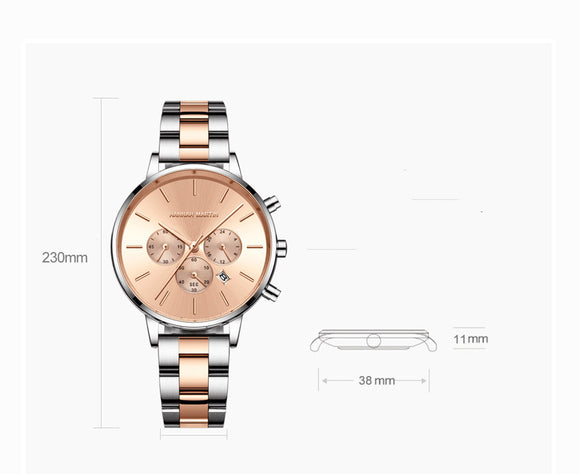 Reloj de Acero Inoxidable con Cadena Mariposa y Doble Cierre