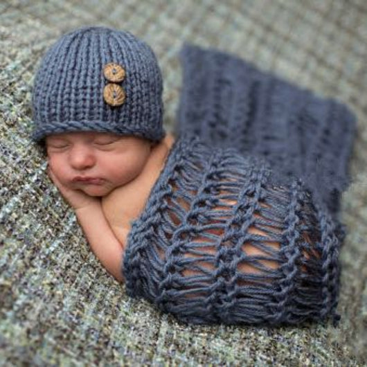 Conjunto Fotográfico Bebé Gorro Azul Marino - Image 8