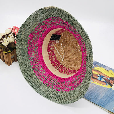 Sombrero de Rafia Tejido con Cúpula Calada y Ala Plana para Mujer - Image 14