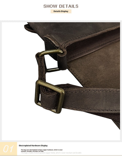 Mochila Crossbody de Cuero Crazy Horse para Hombre - Bolsa iPad Minimalista - Image 10