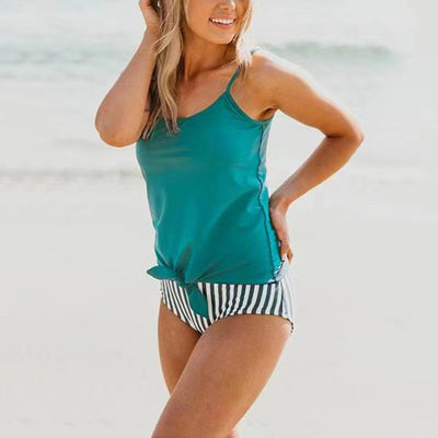 Bikini Deportivo con Estampado Rayas y Escote Asimétrico - Image 4