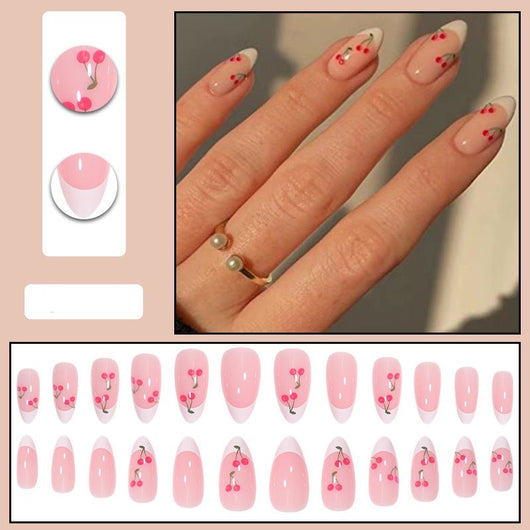 Uñas Postizas Almendra Cereza - Diseño Femenino y Duradero - Image 6