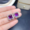 Amethyst Suit Female Crystal Clean Fire Burst Silver Plated Inlaid Light Luxury Style Earring