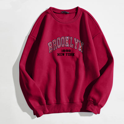 Blusa Suelta de Manga Larga con Letras - Diseño Rejuvenecedor en Colores Sólidos - Image 15
