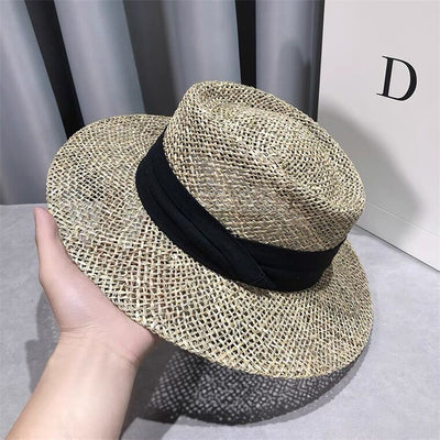 Sombrero de Paja Retro Británico para Mujer con Ala Plana - Image 6