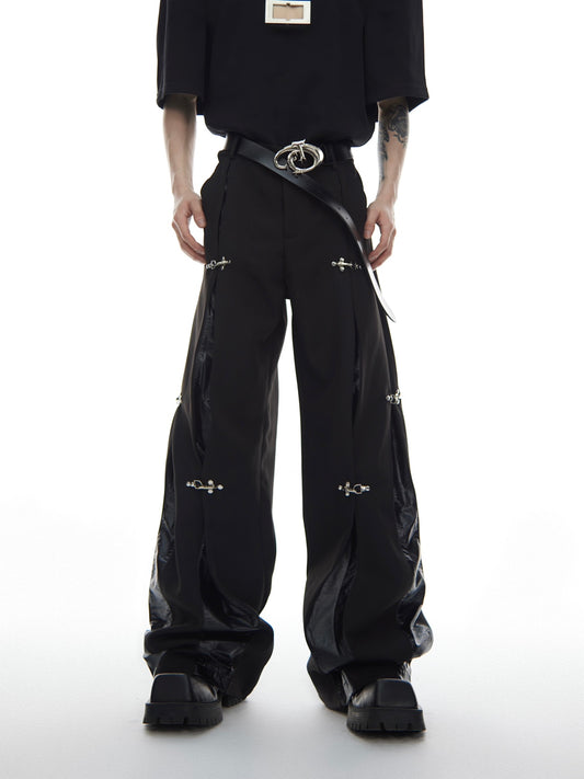 Pantalones Casuales para Hombre con Botones Metálicos y Diseño Patchwork - Image 2