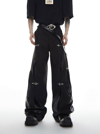 Pantalones Casuales para Hombre con Botones Metálicos y Diseño Patchwork - Image 2