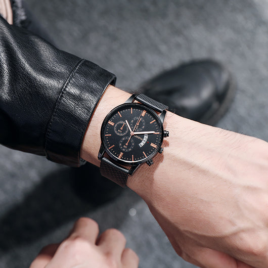 Reloj Hombre Tres Subdiales Seis Agujas Calendario Cuarzo Casual Ejecutivo - Image 25