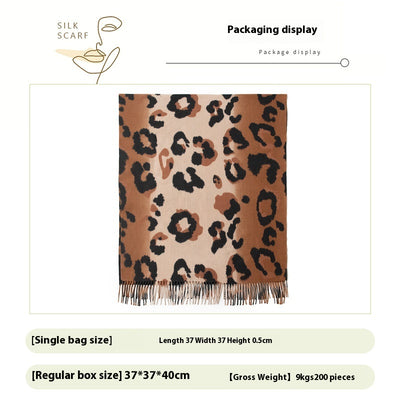 Bufanda Estampado Leopardo Mujer Cashmere Artificial Elegante - Image 5